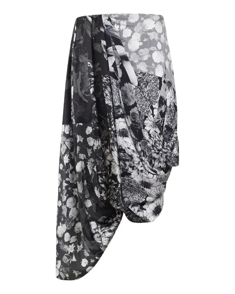 Maison Margiela floral-print draped asymmetric skirt - Schwarz Schwarz