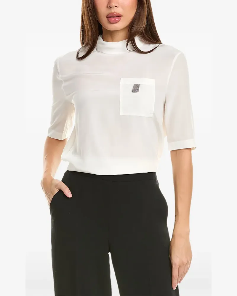 Brunello Cucinelli mock-neck blouse - Nude Nude