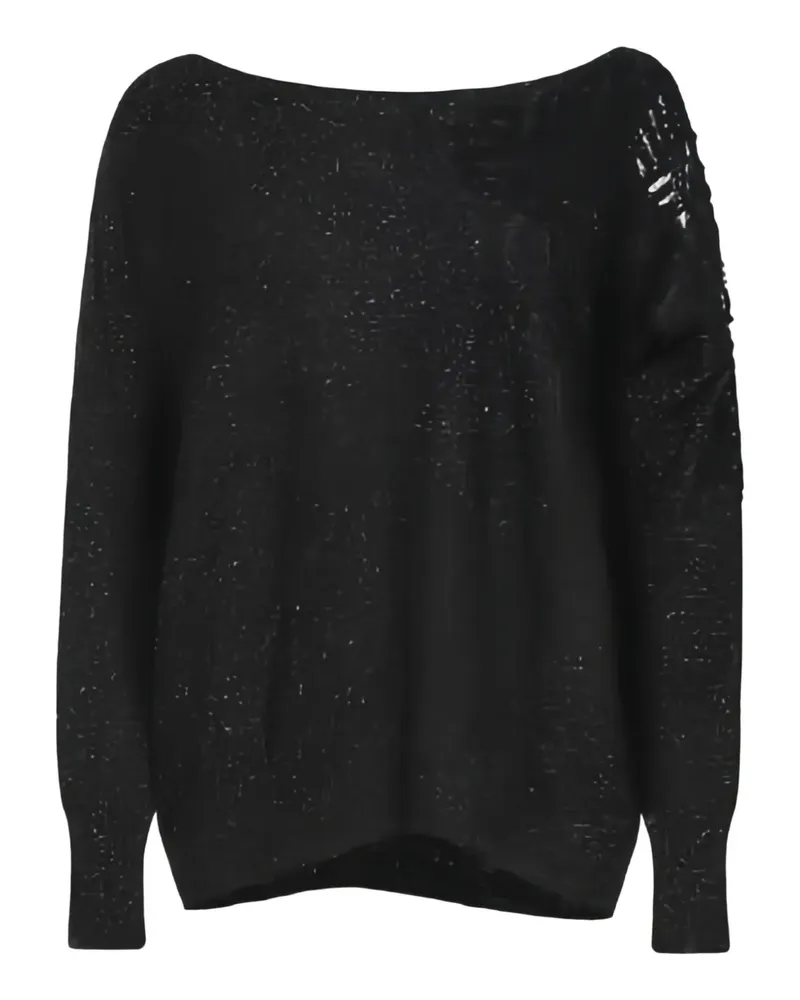 D.EXTERIOR Pullover mit U-Boot-Ausschnitt - Schwarz Schwarz