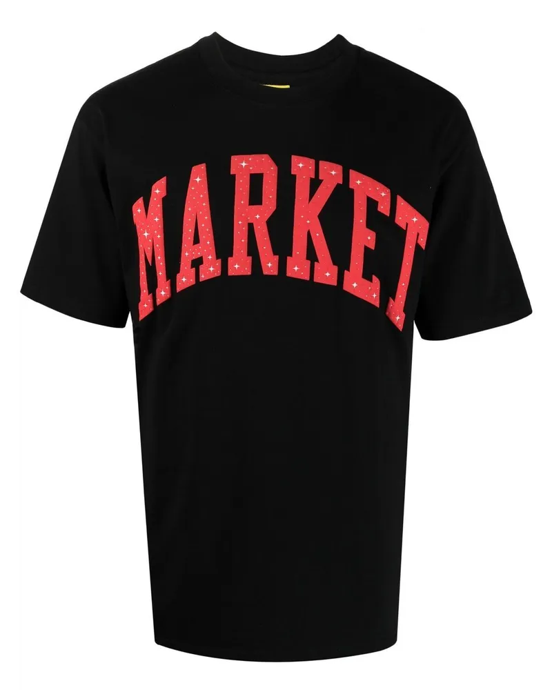 Market T-Shirt mit Logo-Print Schwarz