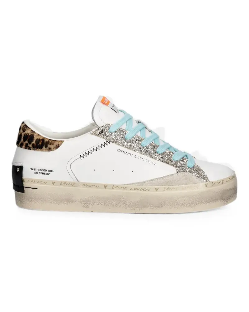 Crime glitter-detail leopard-print sneakers - Weiß Weiß