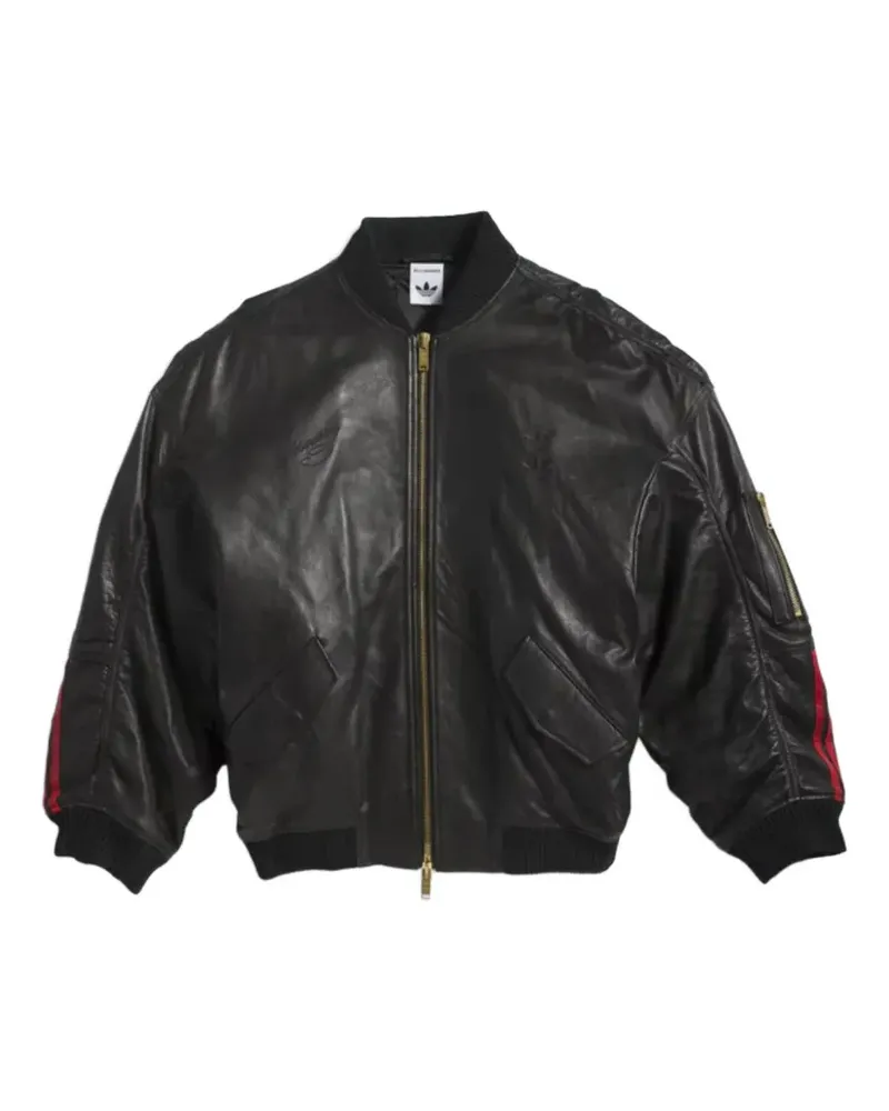 adidas X Willy Chavaria logo-embroidered leather jacket - Schwarz Schwarz