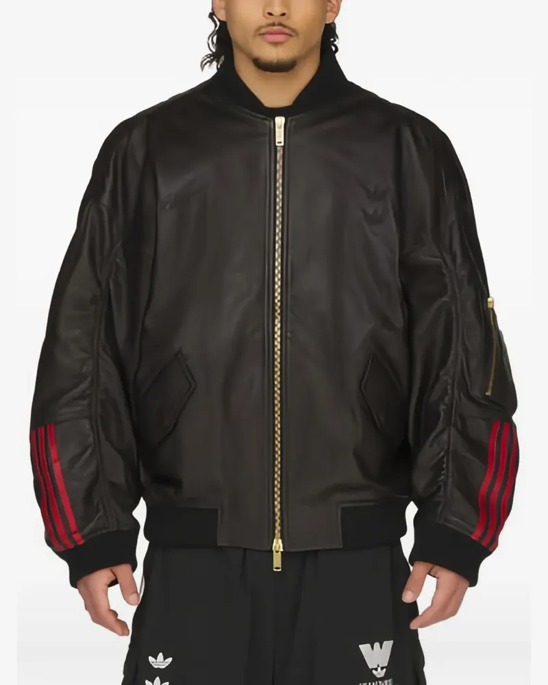 adidas x Willy Chavarria Bomberjacke aus Leder - Schwarz Schwarz