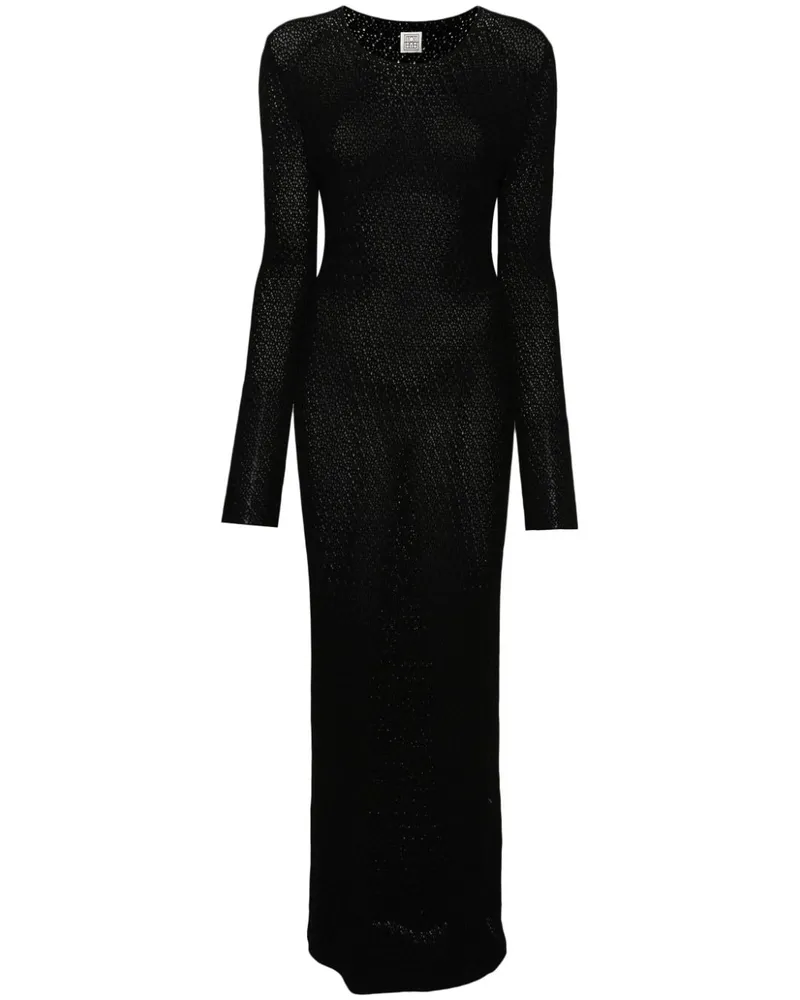 Totême Gehäkeltes Maxikleid mit langen Ärmeln - Schwarz Schwarz