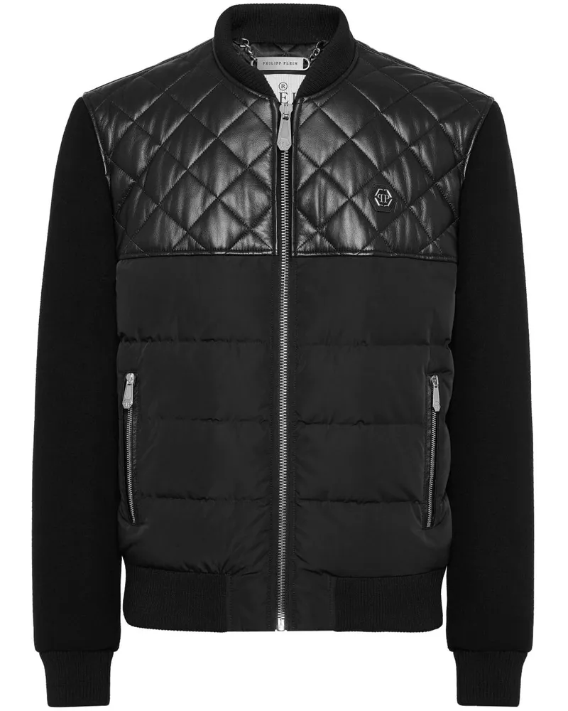 Philipp Plein Bomberjacke aus Leder - Schwarz Schwarz