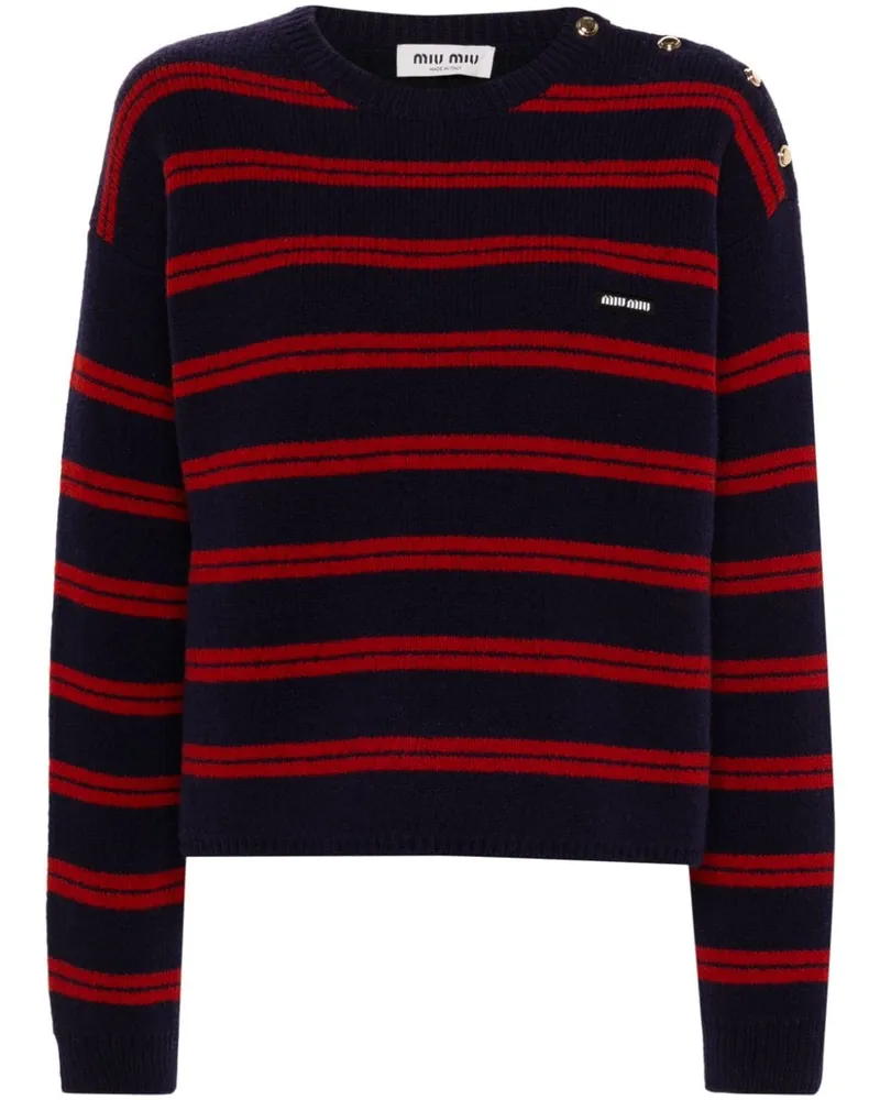 Miu Miu Gestreifter Strickpullover - Blau Blau