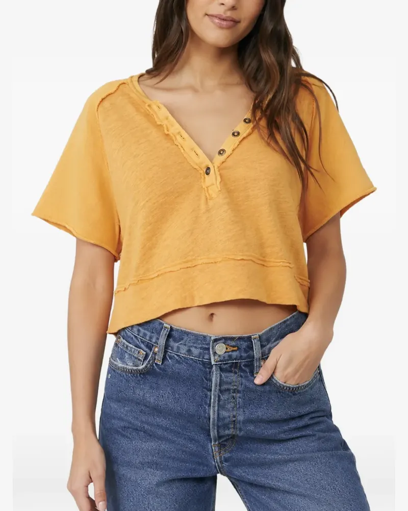 Free People Bluse mit V-Ausschnitt - Orange Orange