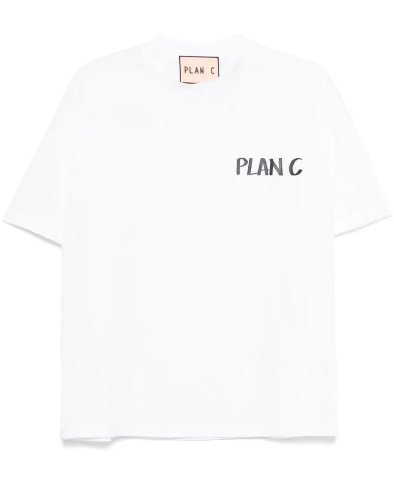 PLAN C Nella T-Shirt mit Vasca-Print - Weiß Weiß