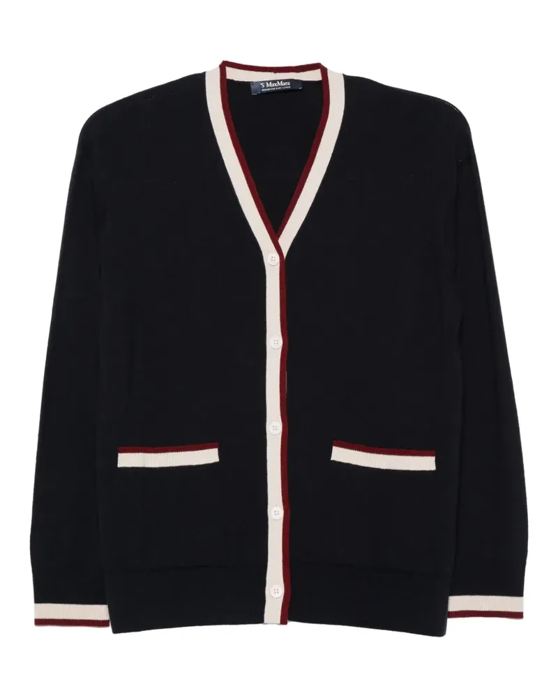 Max Mara Cardigan mit Kontrastdetails und Vordertasche - Blau Blau