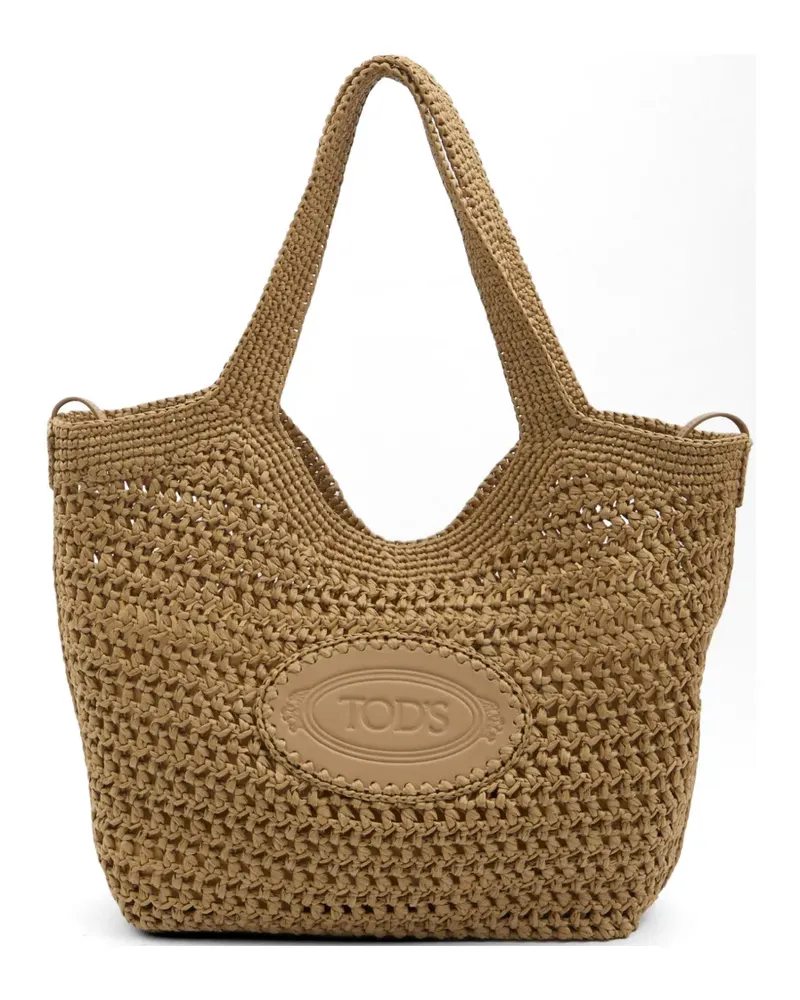 TOD'S Gehäkelter Shopper aus Raffiabast - Nude Nude