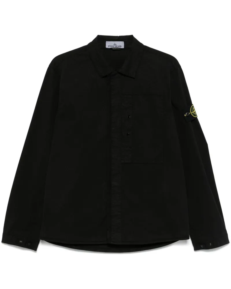 Stone Island Hemd mit Kompass-Patch - Schwarz Schwarz