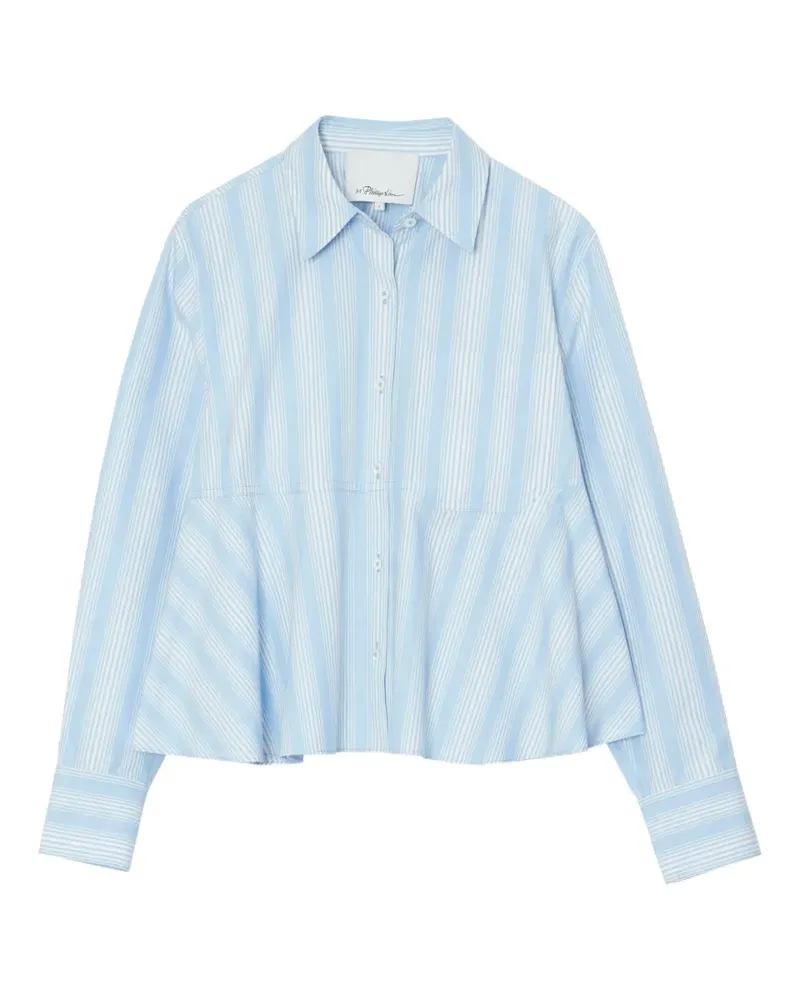 3.1 phillip lim flounce striped peplum shirt - Blau Blau
