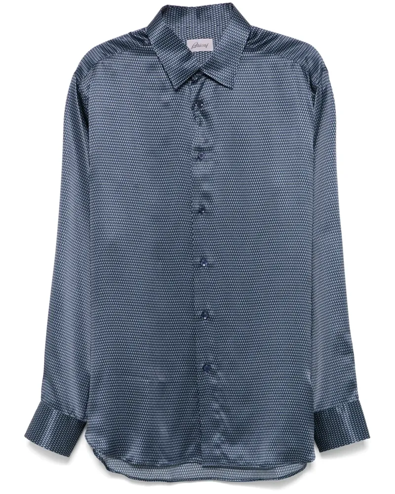 Brioni Geometrisch gemustertes Hemd - Blau Blau