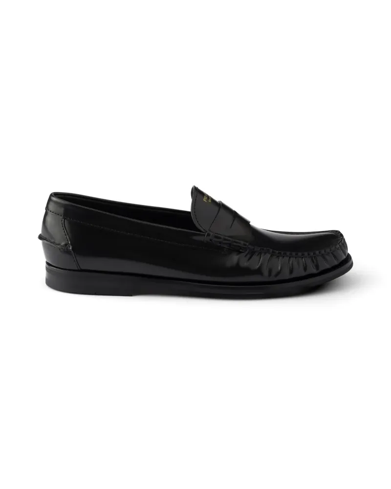 Prada Loafer aus gebürstetem Leder - Schwarz Schwarz