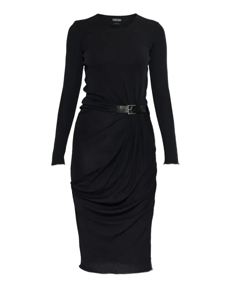 Tom Ford belt-detail midi dress - Schwarz Schwarz