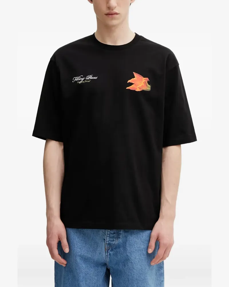 Filling Pieces Zucchini floral-print logo-print T-shirt - Schwarz Schwarz