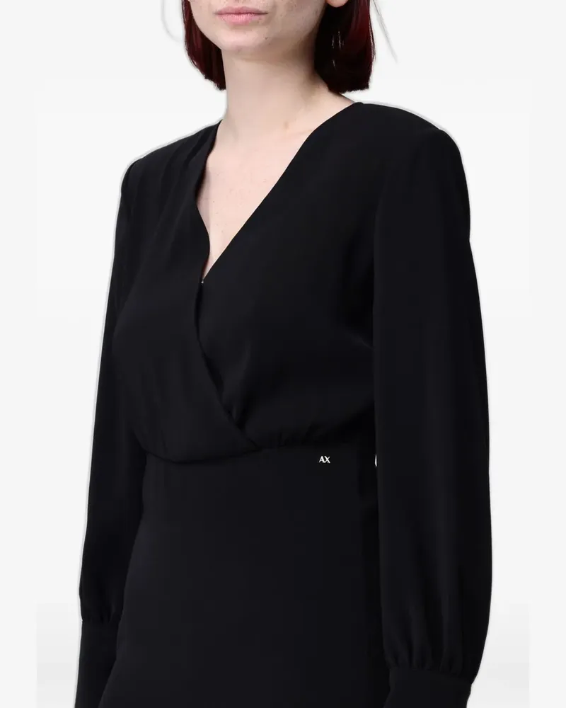 Armani Exchange wrap-style long-sleeve mini dress - Schwarz Schwarz