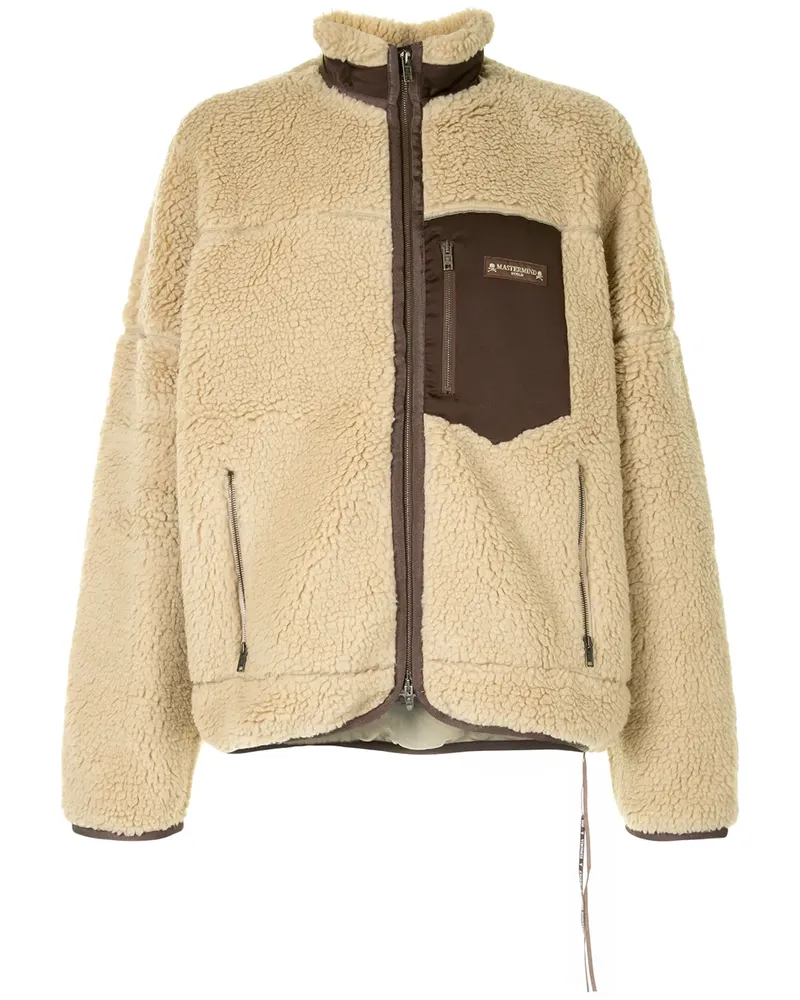 Mastermind World Kapuzenjacke aus Faux Shearling - Braun Braun