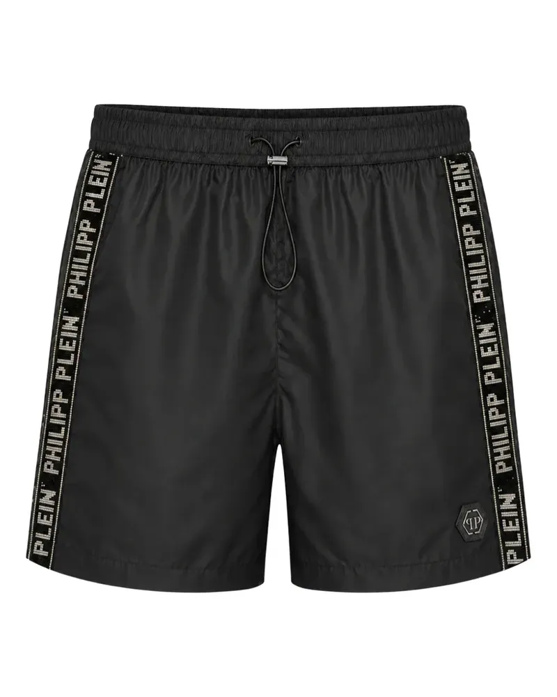 Philipp Plein Badeshorts mit Kristallen - Schwarz Schwarz