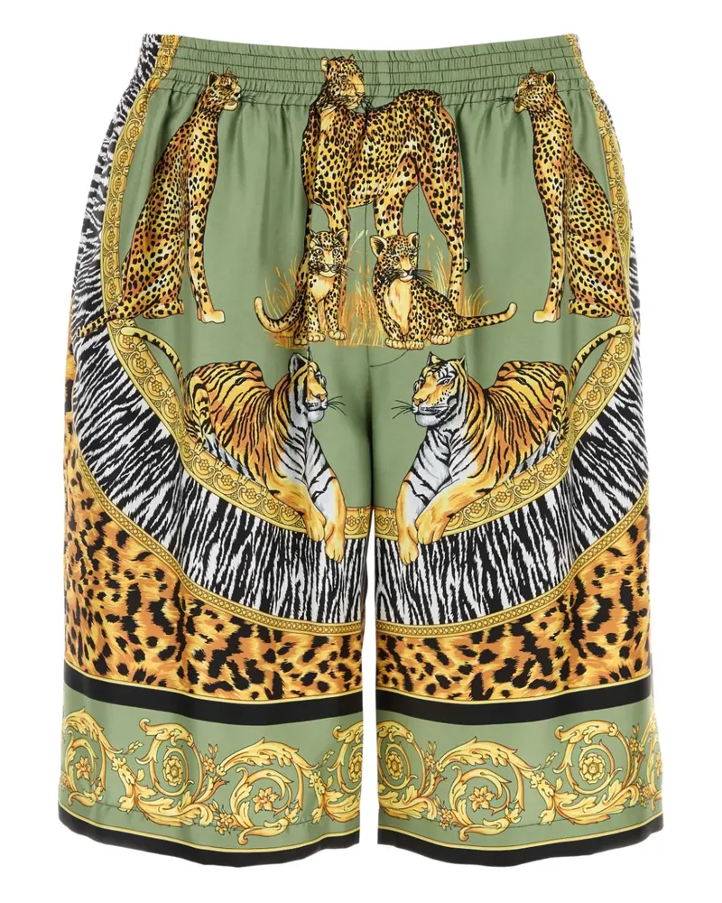 Versace Bermudas aus Seide mit Print - Grün Grün