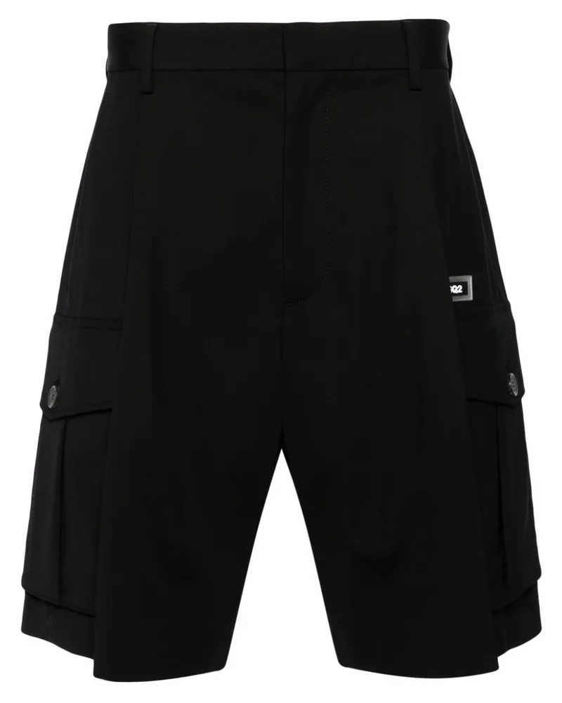 Dsquared2 Cargo-Shorts aus Schurwolle mit Falten - Schwarz Schwarz