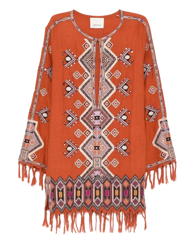 Isabel Marant fringed mini dress - Orange Orange