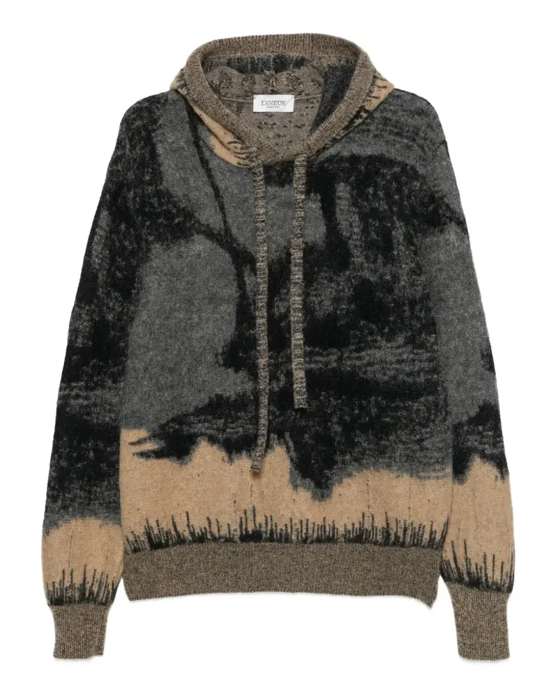 Laneus Gestrickter Hoodie mit abstraktem Muster - Grau Grau