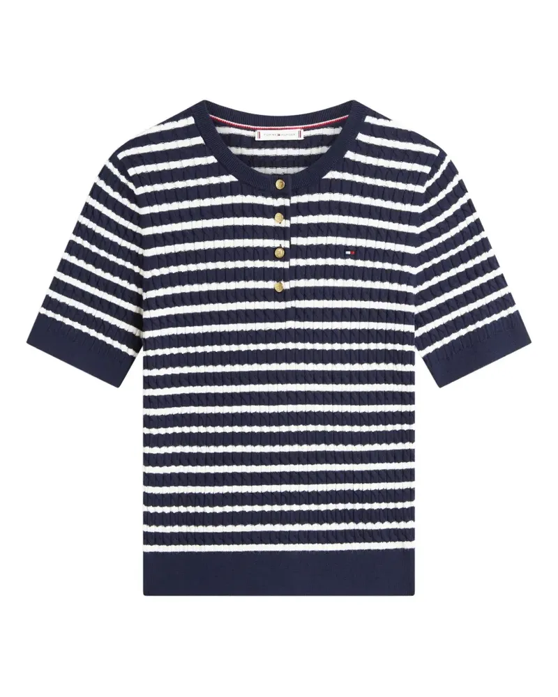 Tommy Hilfiger striped button-up T-shirt - Blau Blau