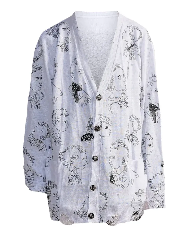 R13 printed cardigan - Weiß Weiß