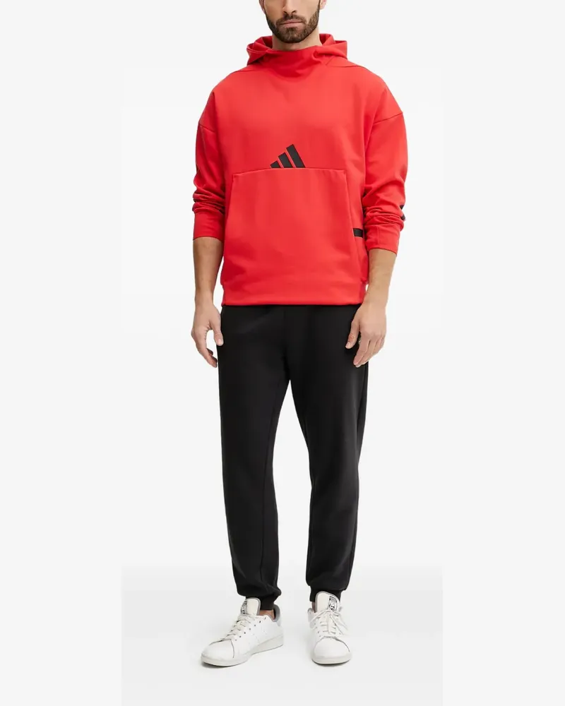 adidas Gestreifter Hoodie mit Kängurutasche - Rot Rot