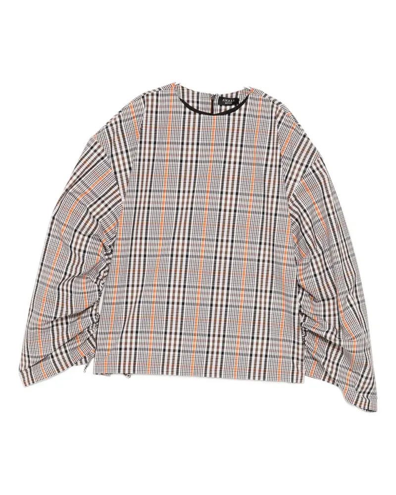 A.W.A.K.E. checked drawstring-sleeve blouse - Braun Braun