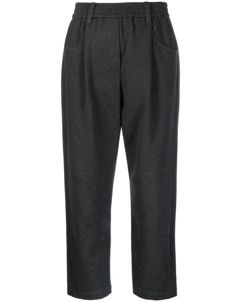 Brunello Cucinelli Halbhohe Hose mit geradem Bein - Schwarz Schwarz