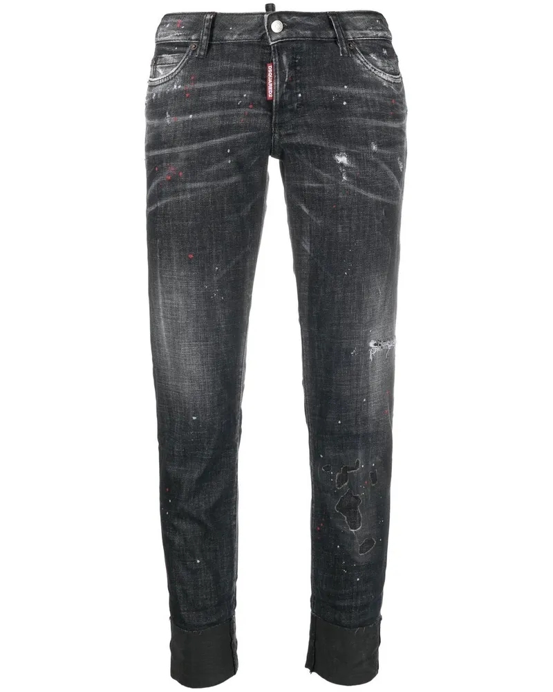 Dsquared2 Cropped-Jeans mit Farbklecksen - Schwarz Schwarz