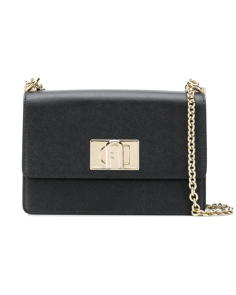 Furla Schultertasche mit goldfarbenen Beschlägen - Schwarz Schwarz