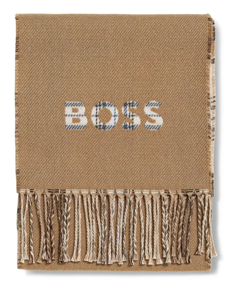 HUGO BOSS Karierter Schal mit Fransen - Nude Nude