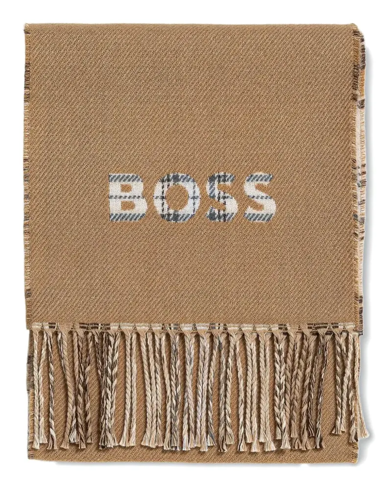 HUGO BOSS Karierter Schal mit Fransen - Nude Nude