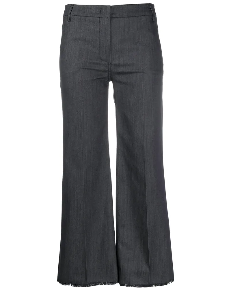 Blanca Cropped-Hose mit Fransensaum - Blau Blau