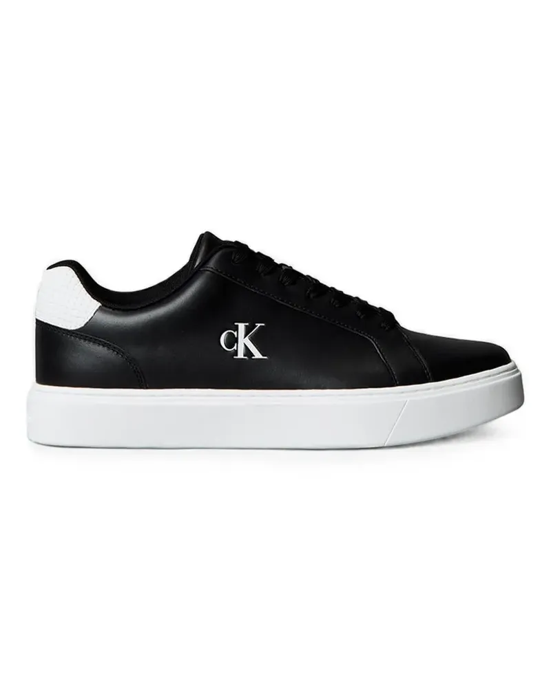 Calvin Klein logo-print leather sneakers - Schwarz Schwarz