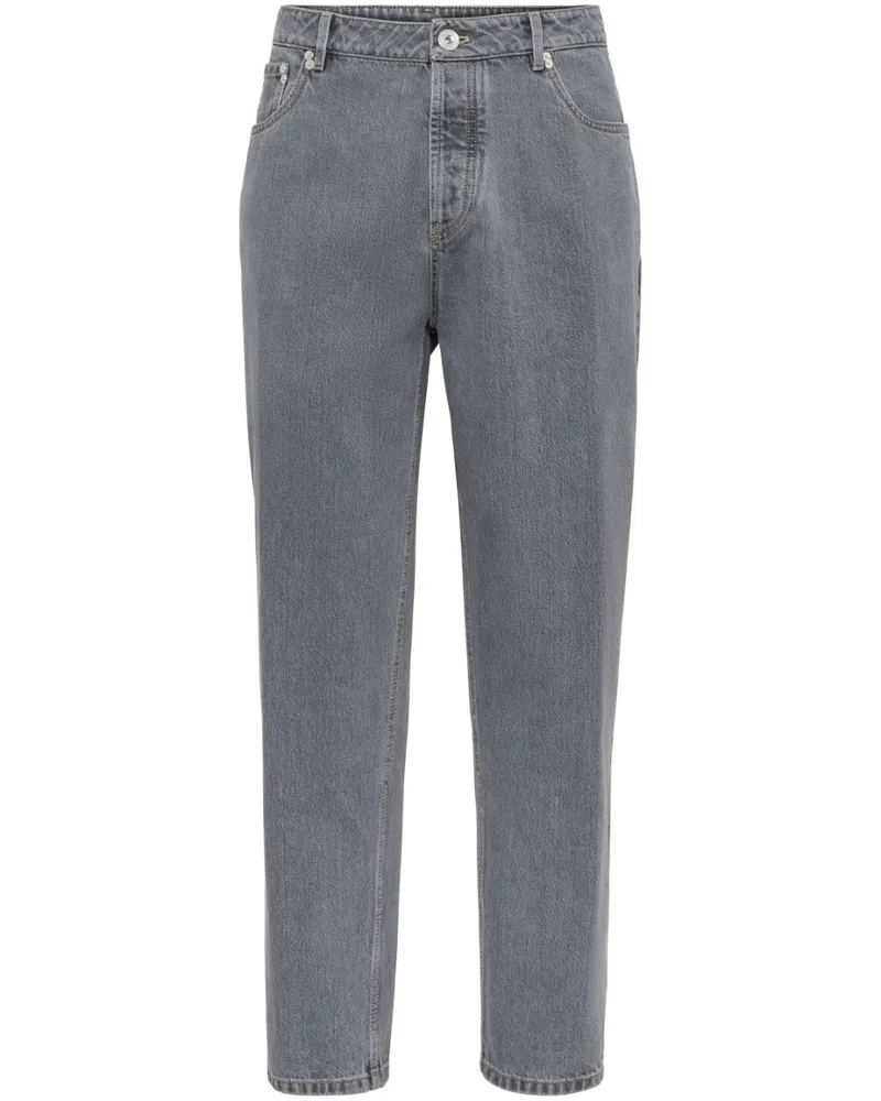 Brunello Cucinelli Grayscale Straight-Leg-Jeans Grau