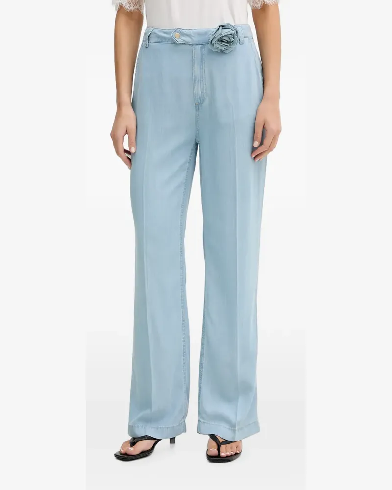 Blumarine floral-applique wide-leg jeans - Blau Blau
