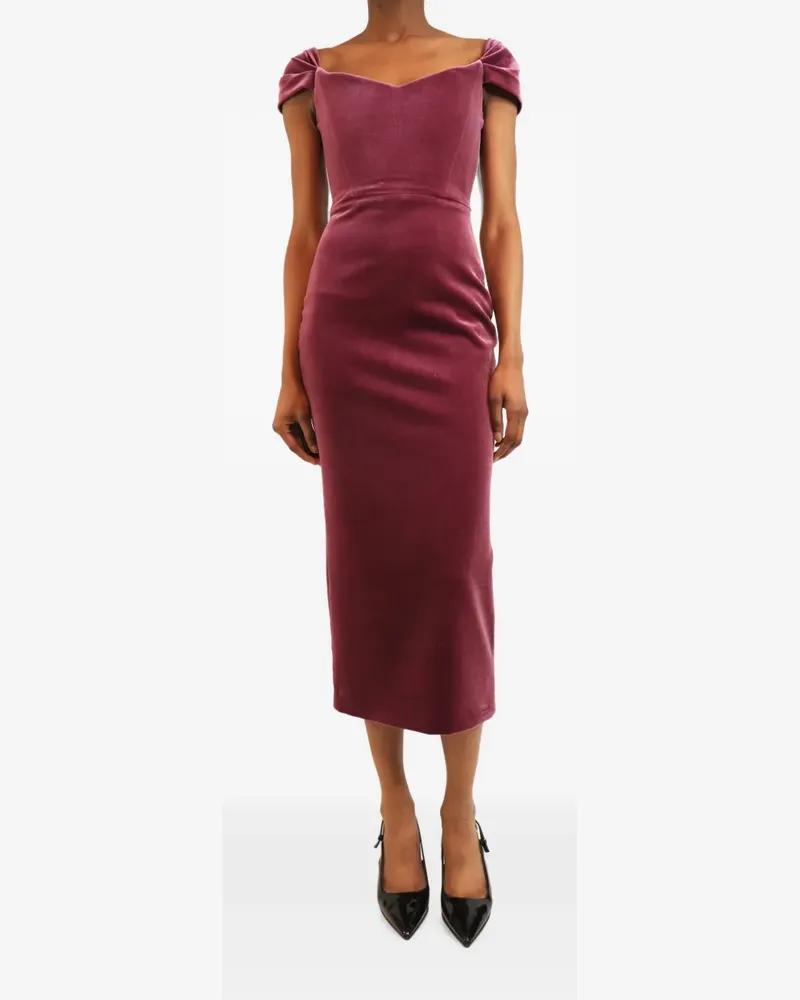 Alex Perry off-shoulder midi dress - Rosa Rosa
