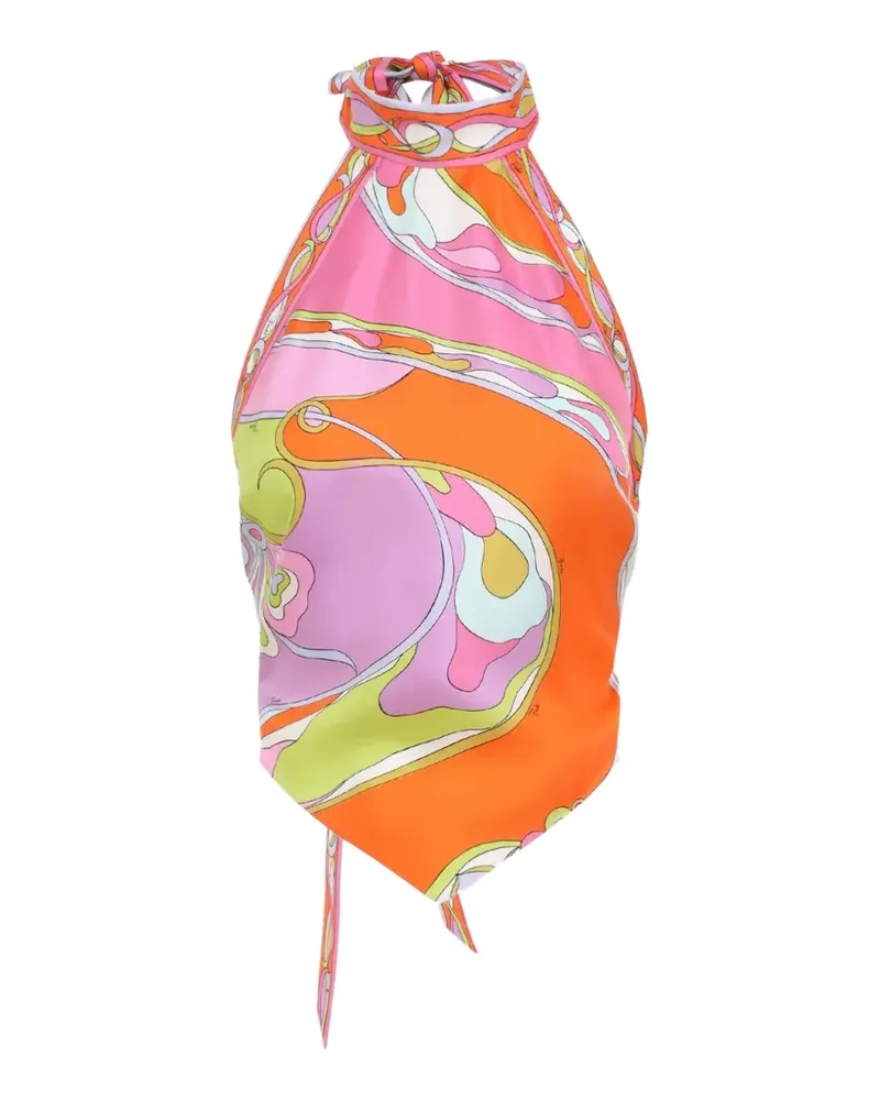 Emilio Pucci Seidentop mit abstraktem Print - Rosa Rosa