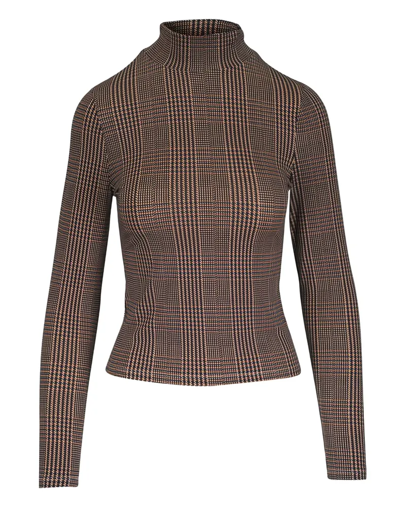 Veronica Beard Kariertes Nate Oberteil mit Stehkragen - Braun Braun