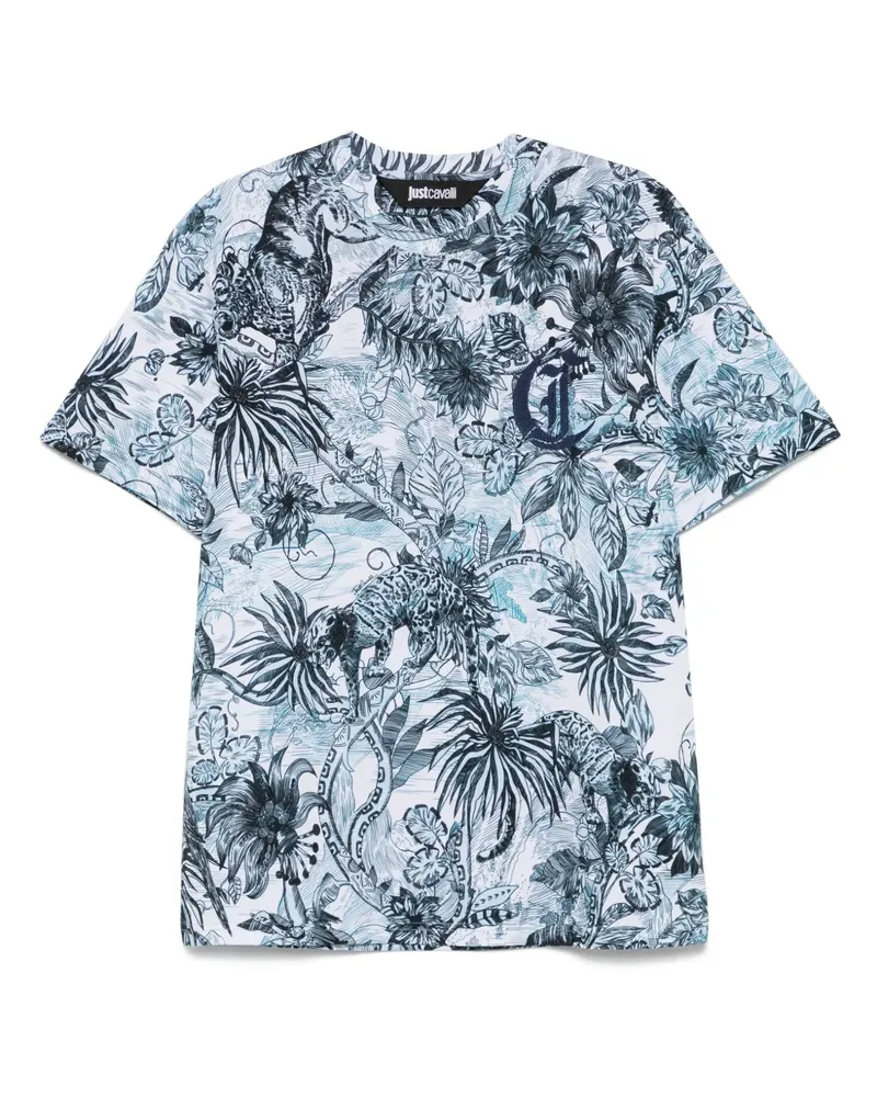 Just Cavalli T-Shirt mit Monogramm-Print - Blau Blau