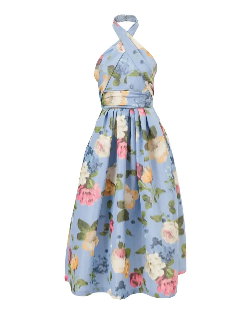 Carolina Herrera New York Neckholder-Kleid mit Blumenprint - Blau Blau