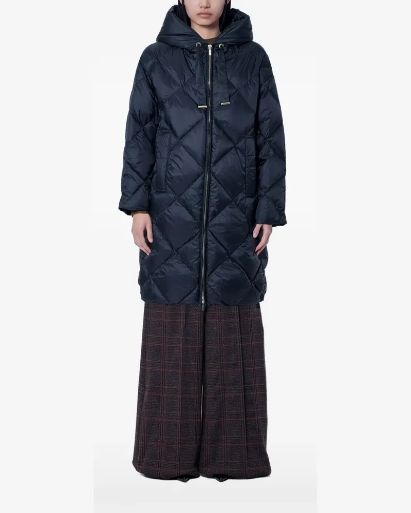 Max Mara diamond-quilted hooded coat - Blau Blau