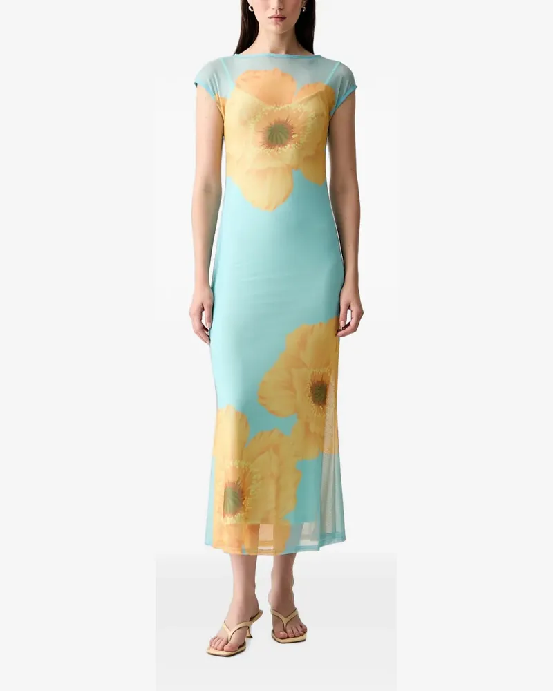 Never Fully Dressed Midikleid mit Blumenmuster - Blau Blau