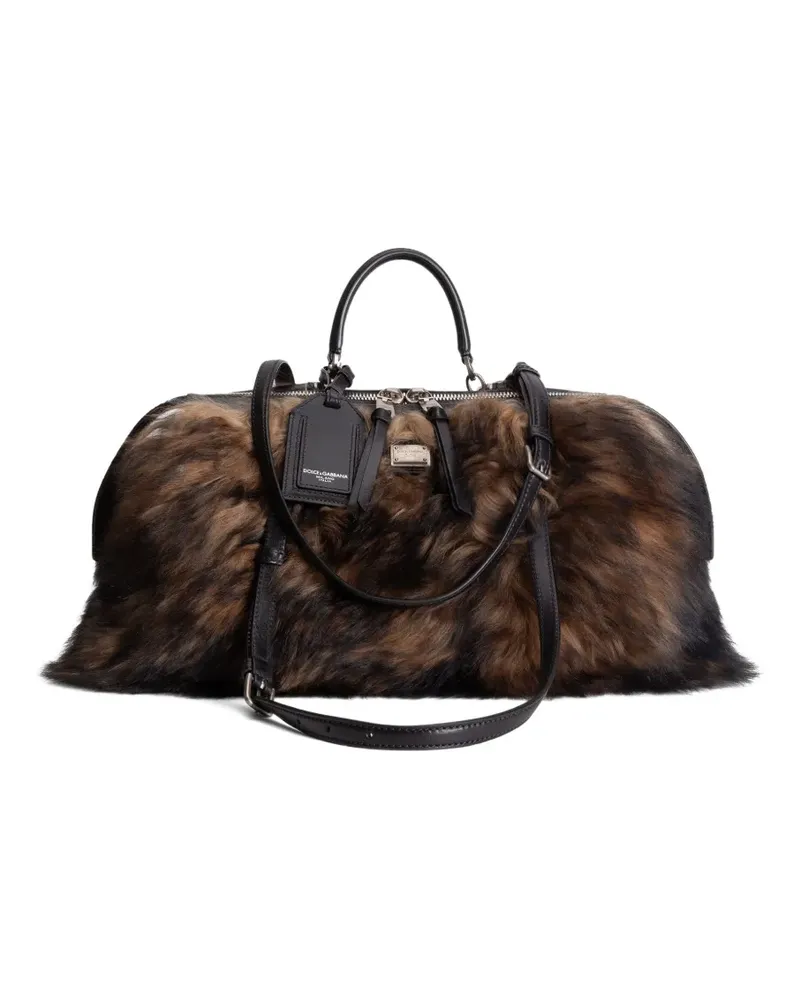 Dolce & Gabbana Vittoria Tote Bag mit Pelzbesatz - Braun Braun