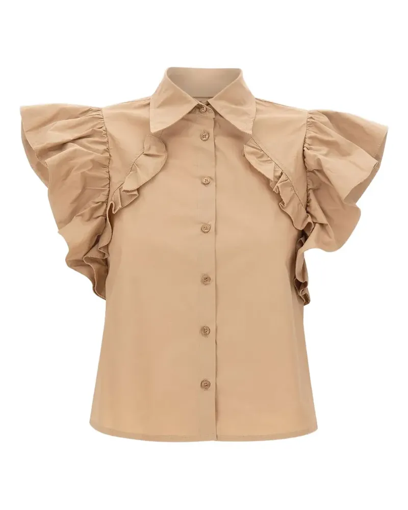 Kaos ruffled cropped shirt - Braun Braun