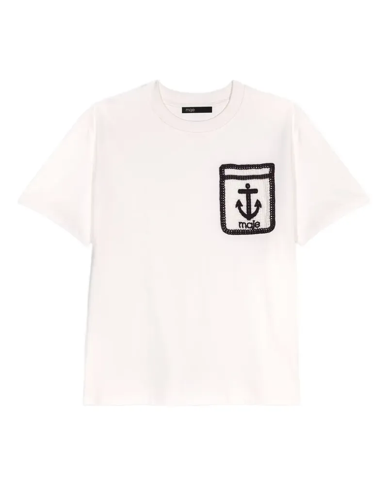 Maje T-Shirt mit Stickerei - Weiß Weiß